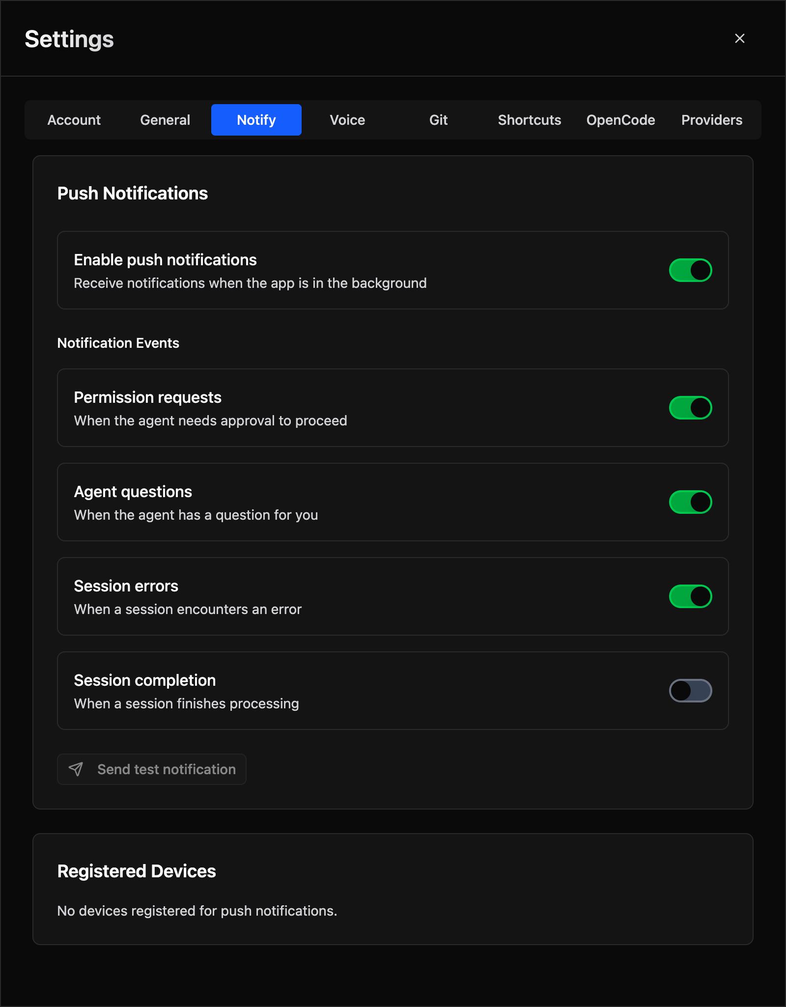 Notification Settings