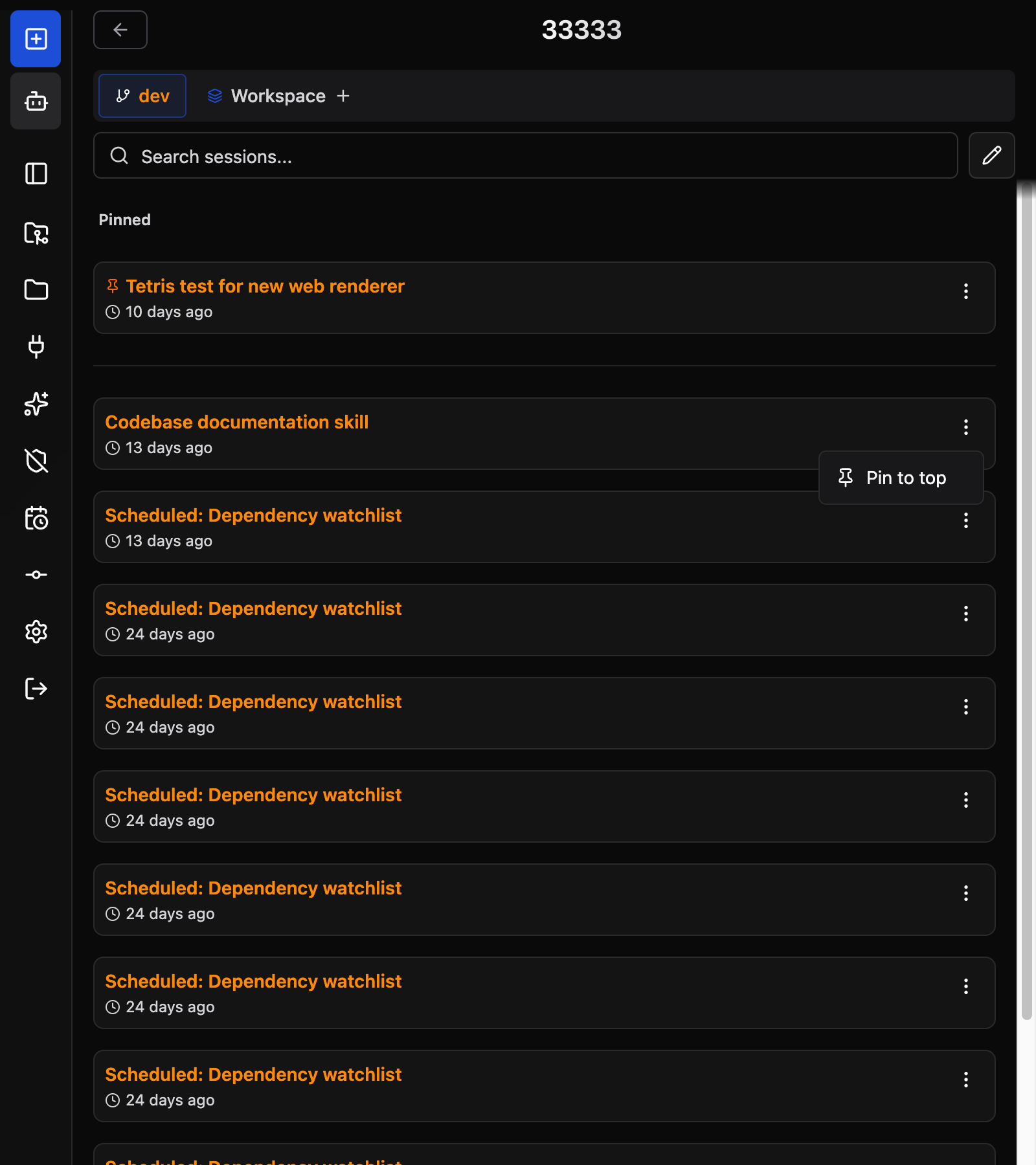 Pin/Unpin Dropdown