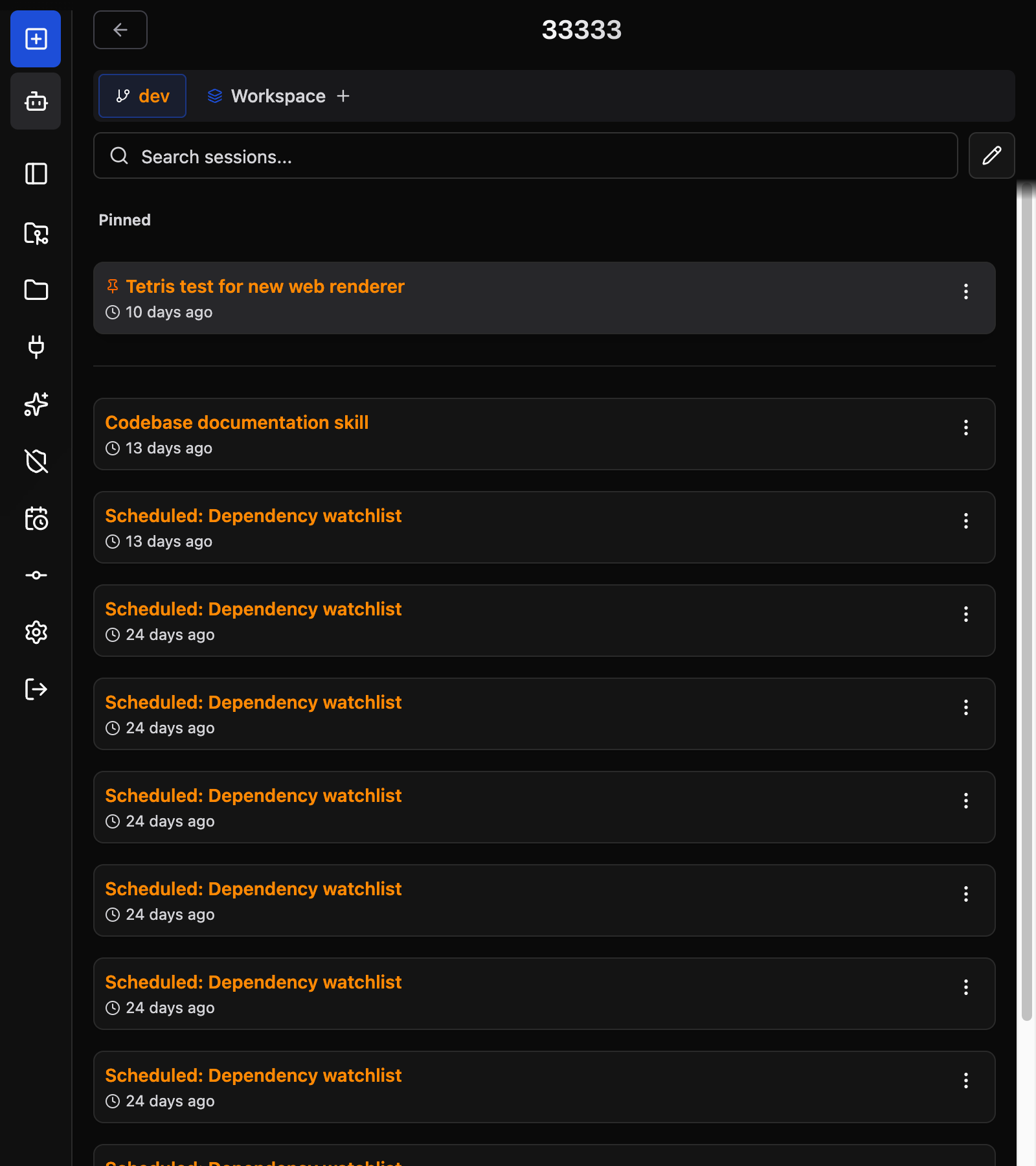 Session List with Pinned Section